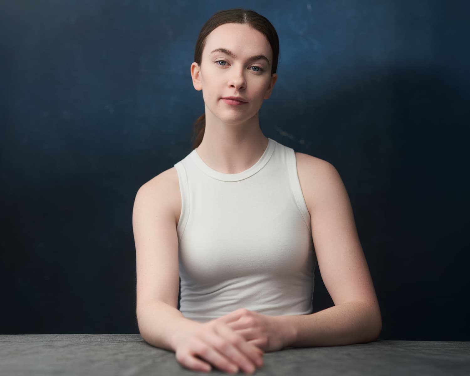 Creative portrait with dramatic lighting and artistic color grading